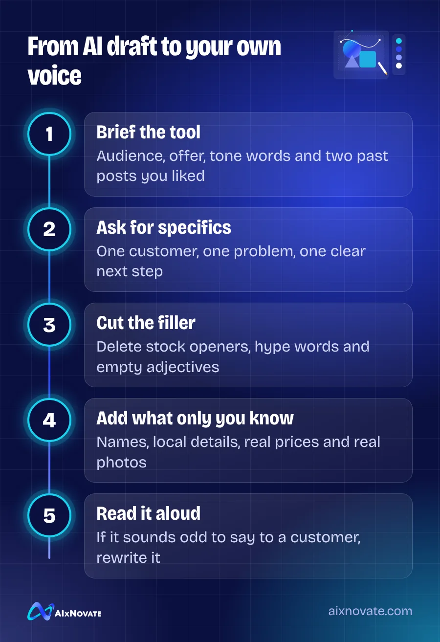 From AI draft to your own voice