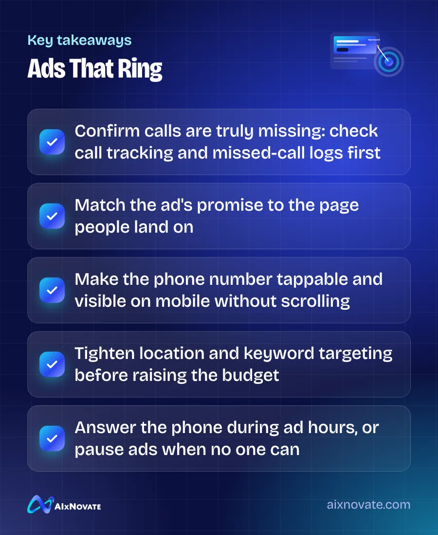 Key takeaways checklist: Ads That Ring