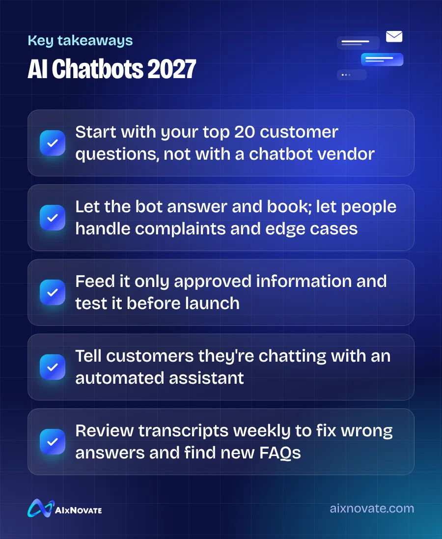 Key takeaways checklist: AI Chatbots 2027