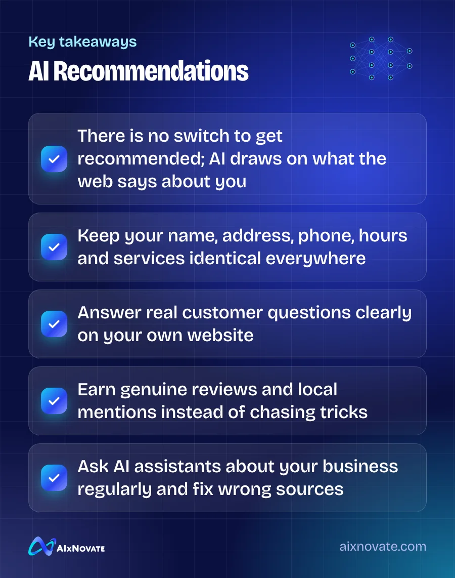 Key takeaways checklist: AI Recommendations