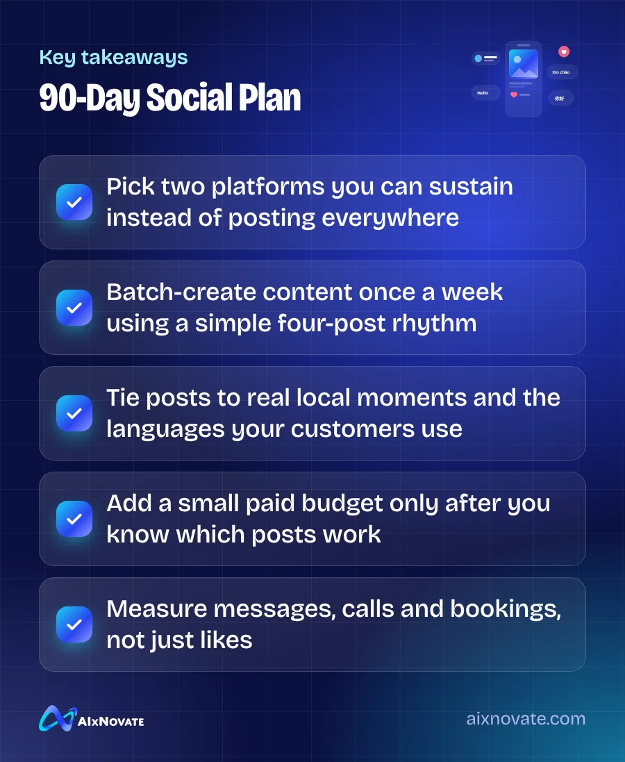 Key takeaways checklist: 90-Day Social Plan
