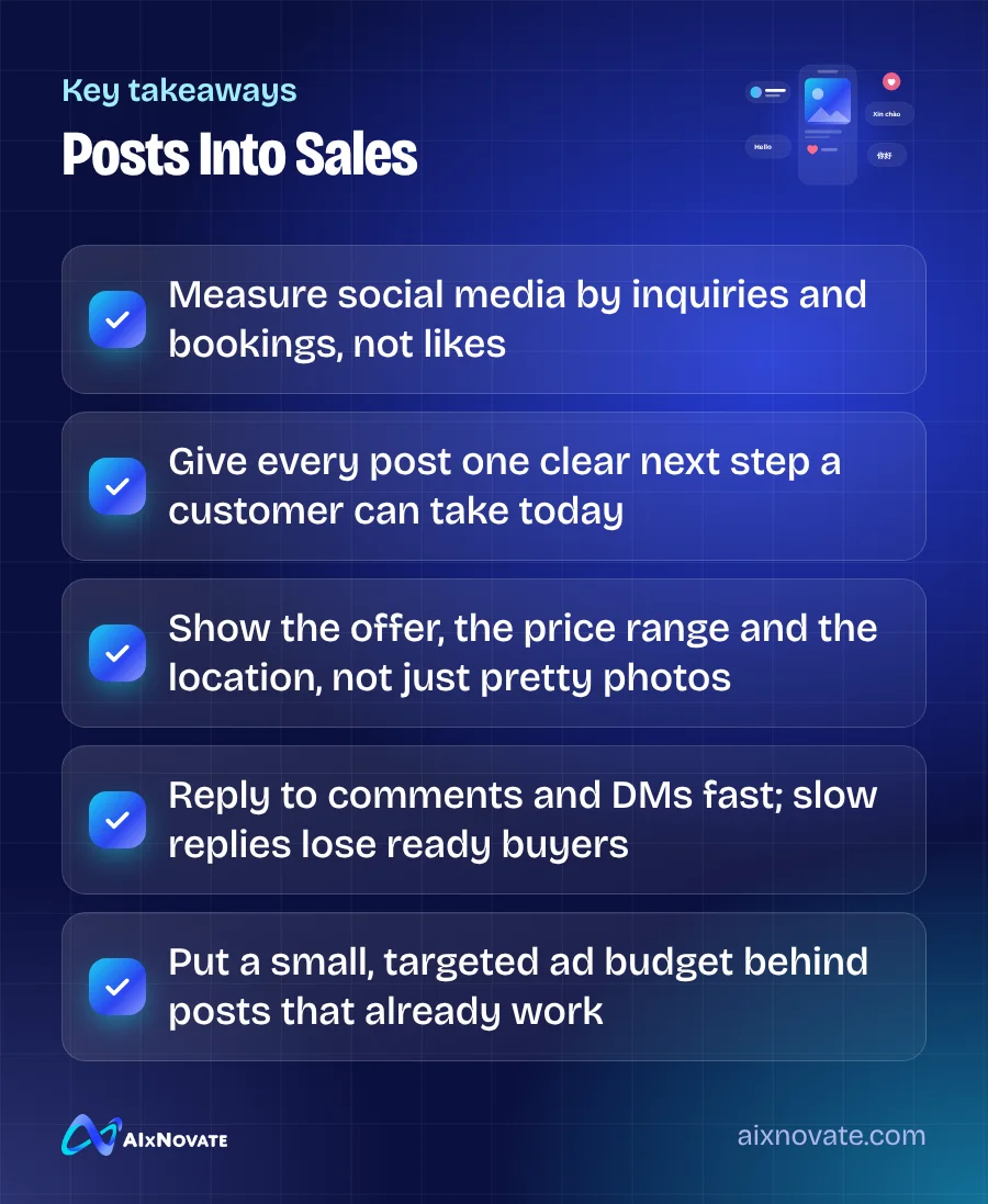 Key takeaways checklist: Posts Into Sales