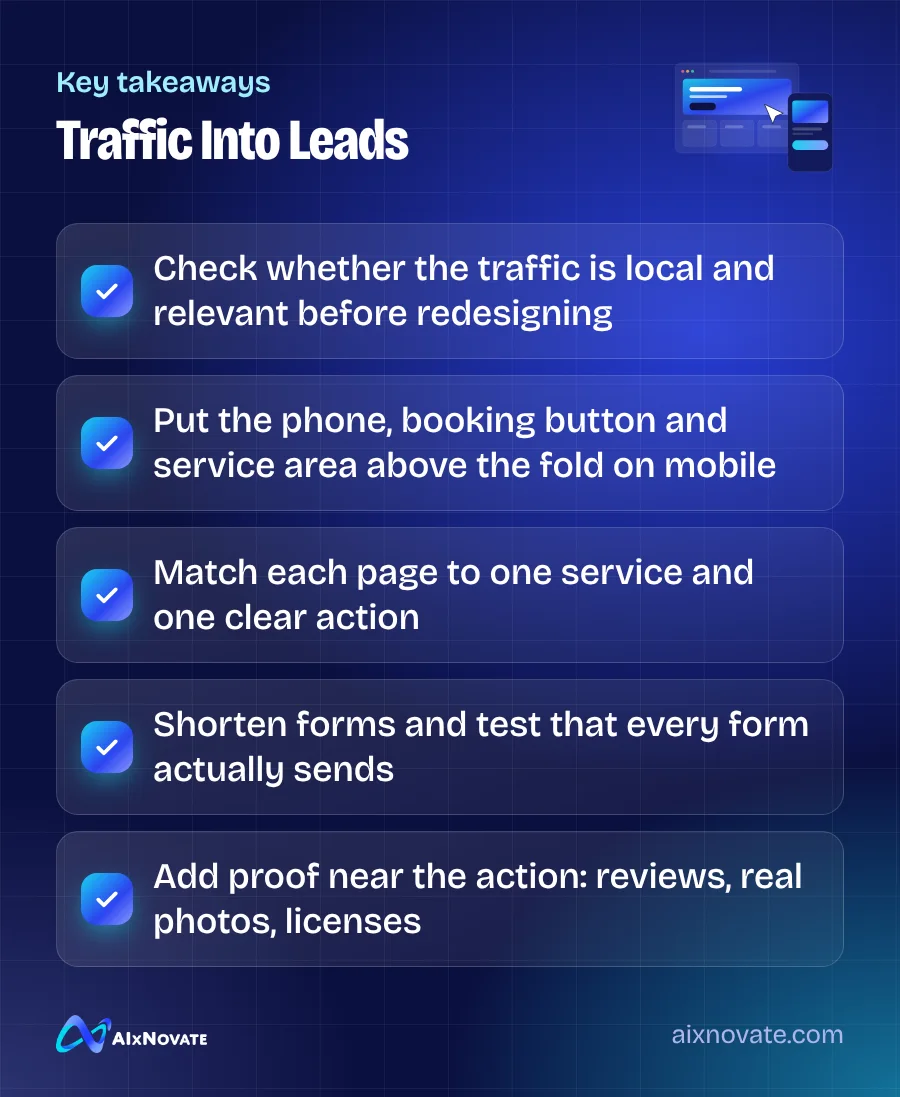 Key takeaways checklist: Traffic Into Leads